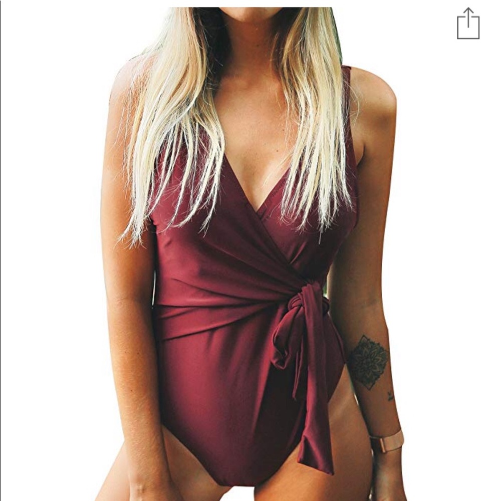 Cupshe wine red colored one pice bathing suit.